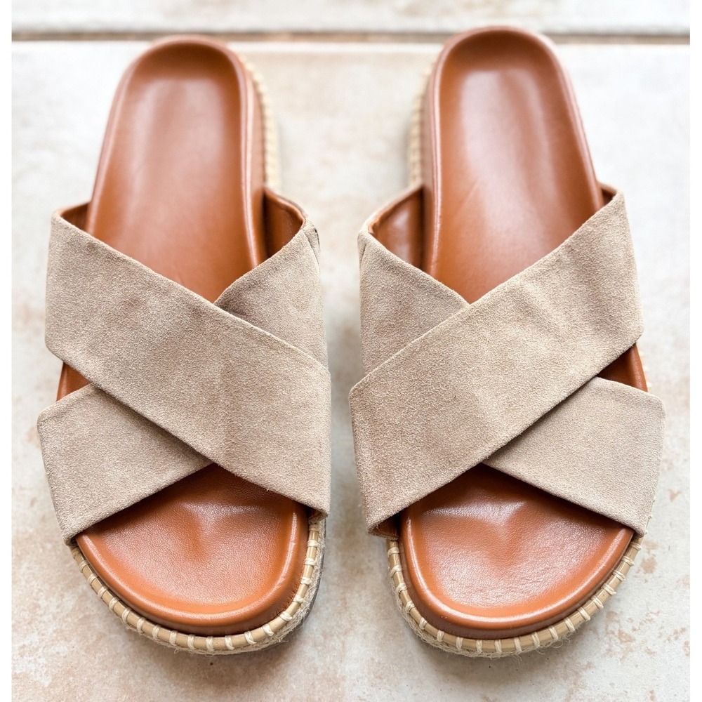 Aquatalia Idra Sandal Women Grey Suede Crisscross Espadrille Made in Italy 9.5